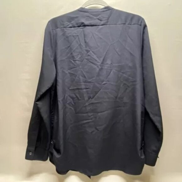 Calvin Klein Women's Large V-Neck Button Up Blouse Charcoal Grey Roll Tab Sleeve - Picture 5 of 13